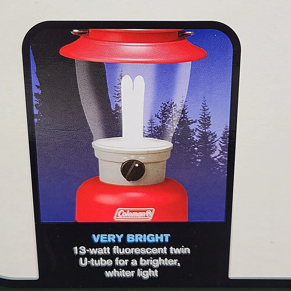 Vintage 2003 NOS Coleman Twin U Tube Battery Lantern Red 5329-700 Camping Lamp